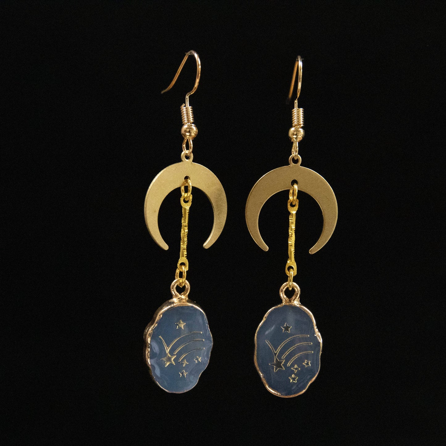 Shooting Star and Moon Resin Earrings