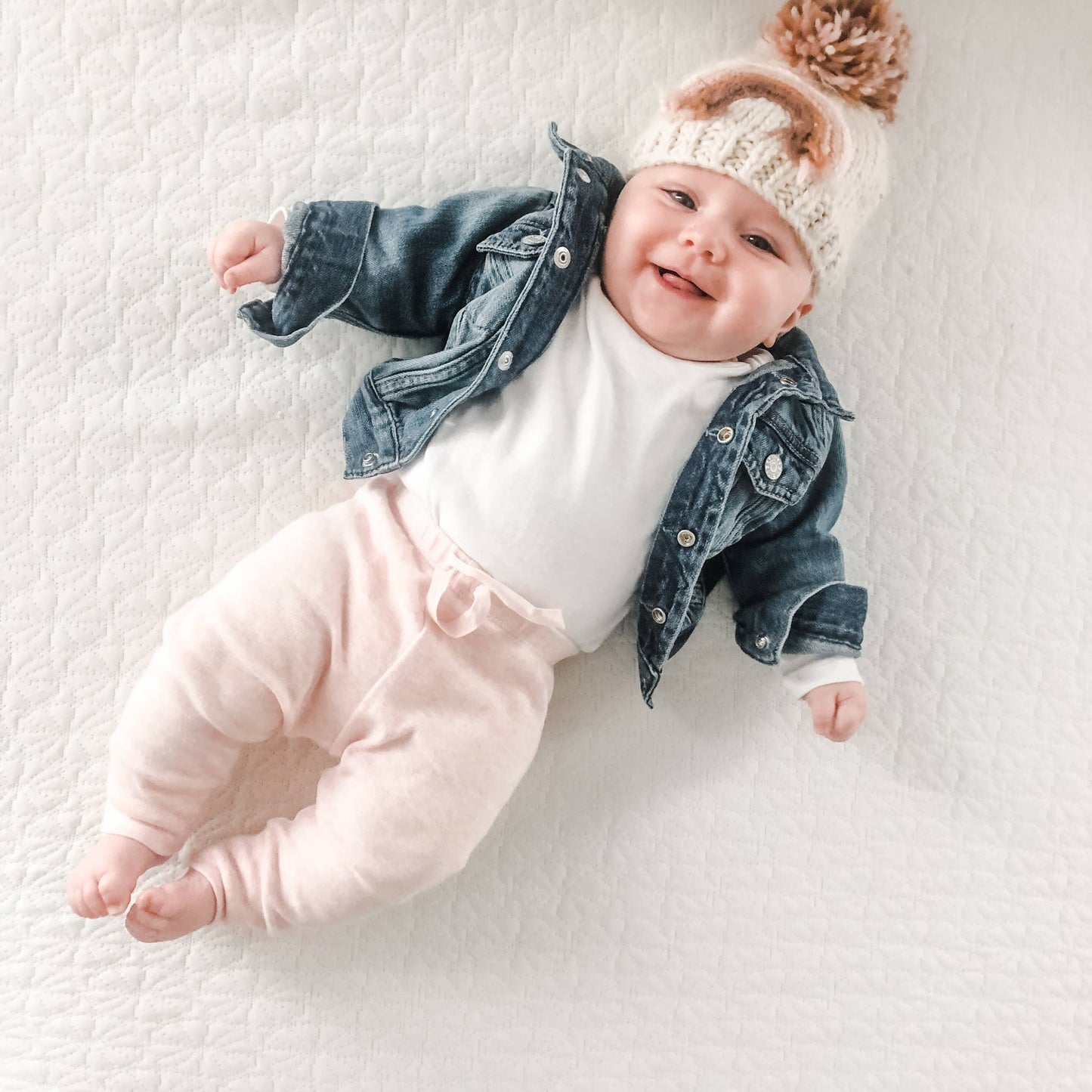 Mauve Rainbow Knit Beanie Hat Baby & Kids: L (2-6 years)