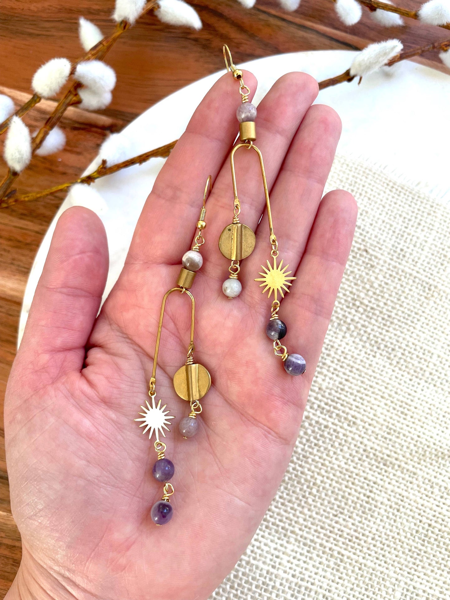 The Pisces Earring - Amethyst Celestial Mobile Earrings