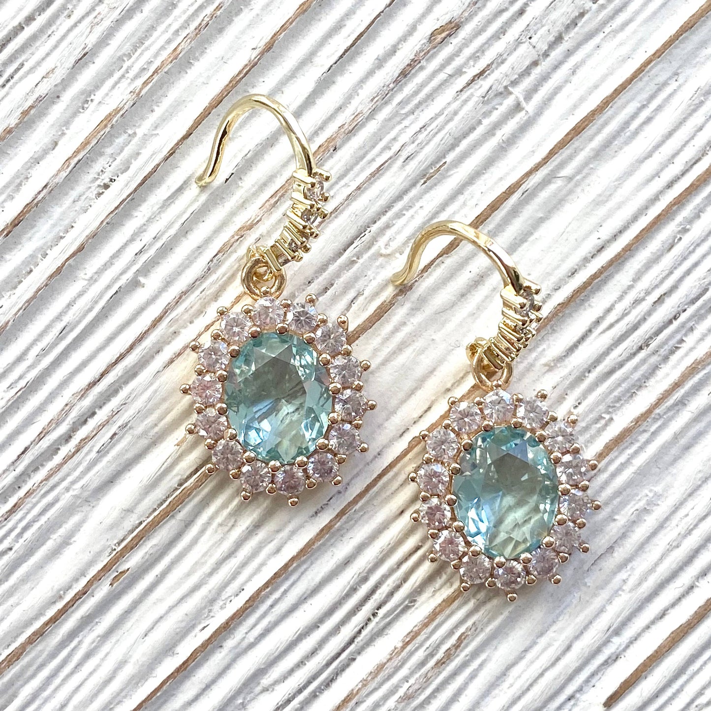 Vintage Style Aqua Crystal Earrings