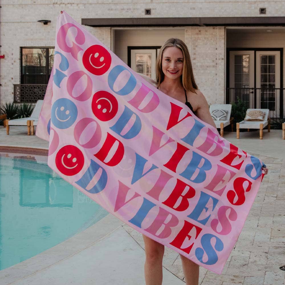 Happy Good Vibes Beach Quick Dry Towel: Tropic Happy