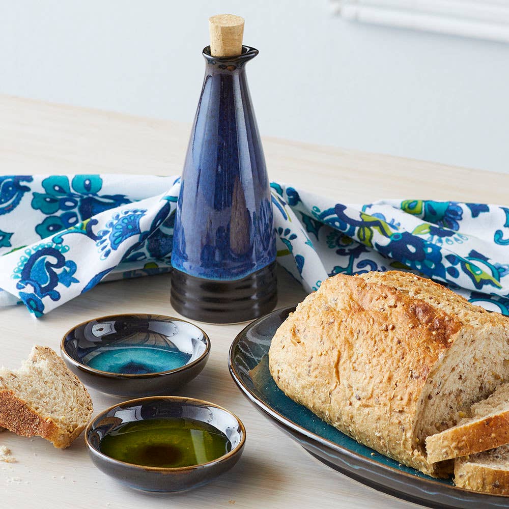 Glazed Blue Ceramic Dipping Bowls - Set of 2