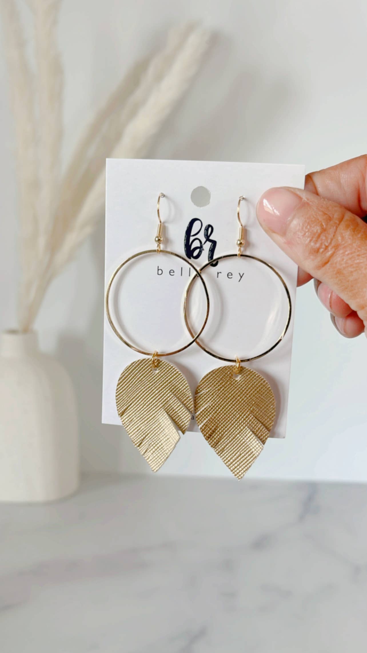 The Lyndsey leather earring {gold}