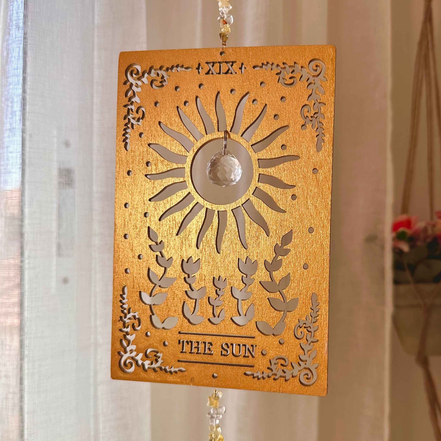 The Sun - Wooden Tarot Suncatcher