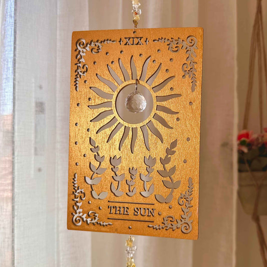 The Sun - Wooden Tarot Suncatcher