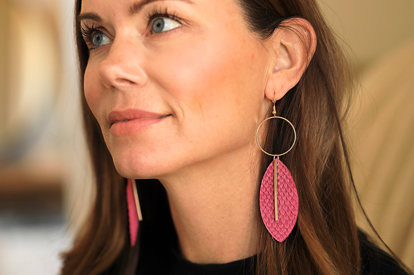 The Robin Earring in Hot Pink