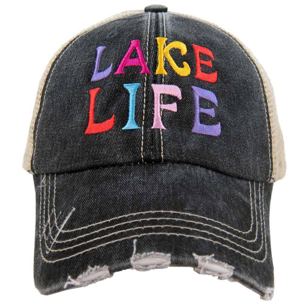 Lake Life (UPPER CASE) Trucker Hat: Black