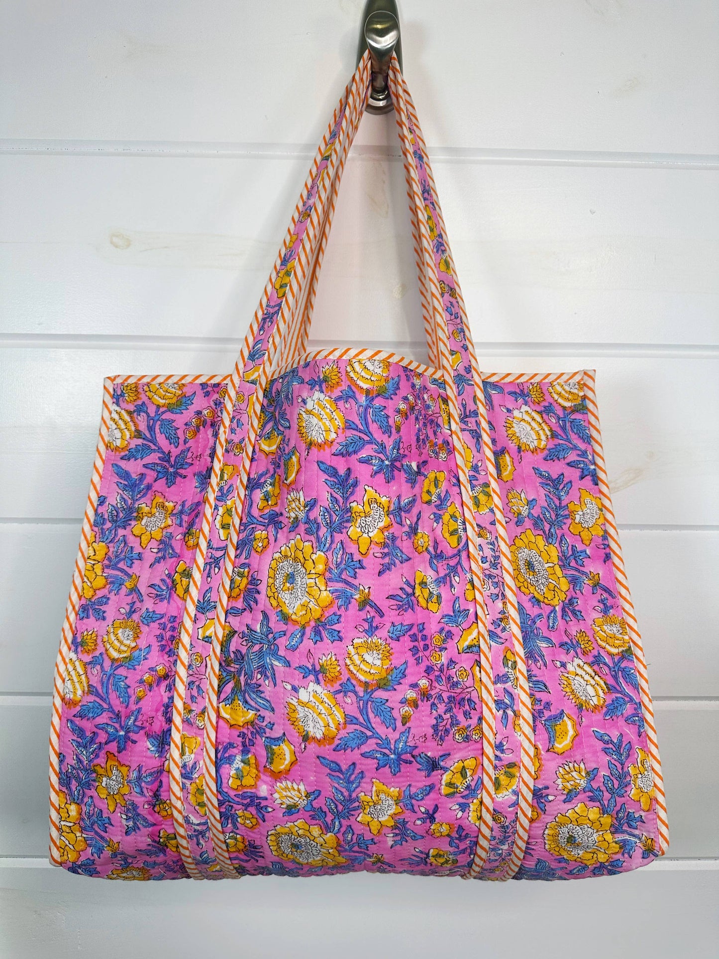 Cotton Quilted Tote Bag | Large Shopping Tote Bags | Floral