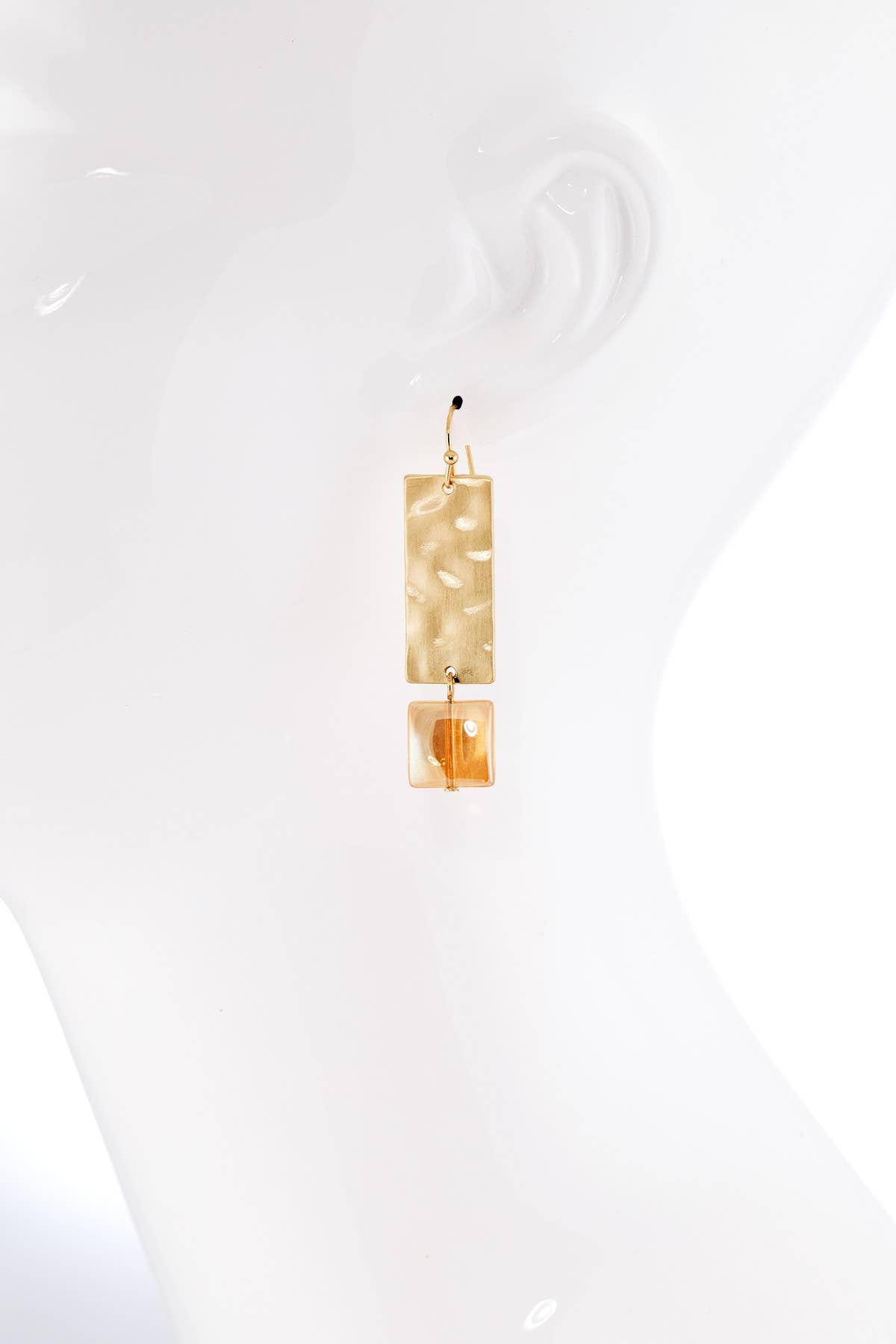 Hammered Texture Drop Rectangle Earring