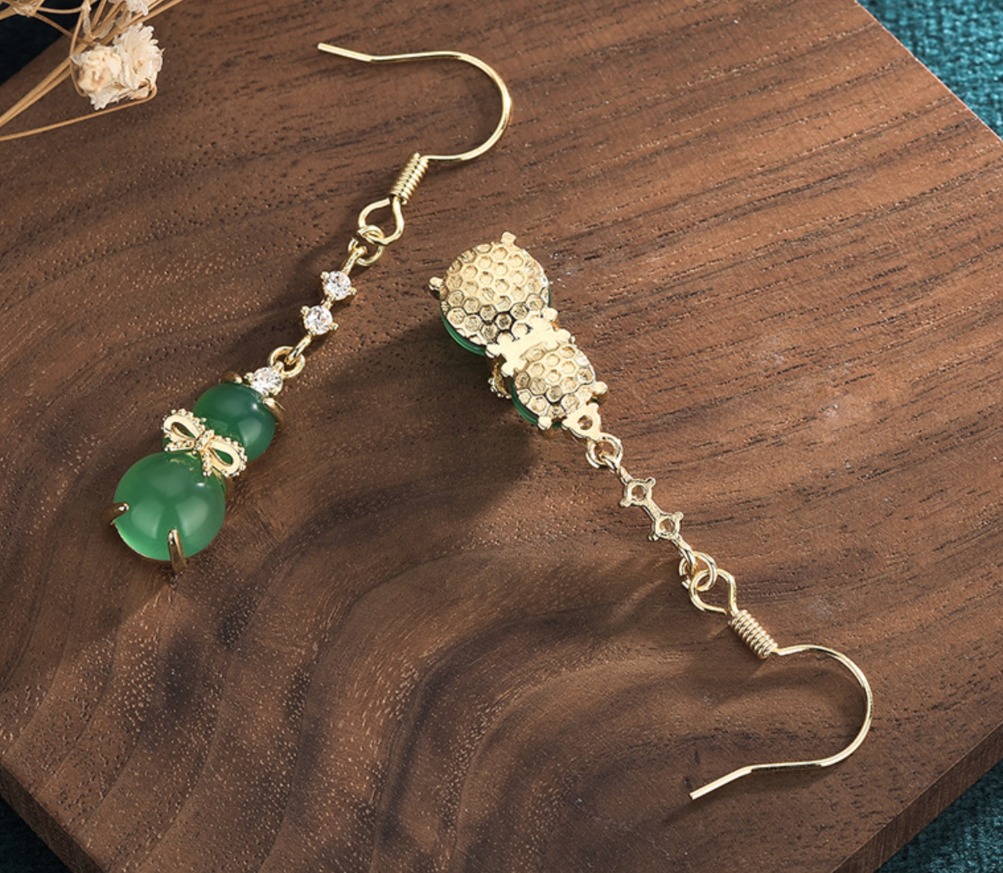 Jade Guard With Crystals Earrings
