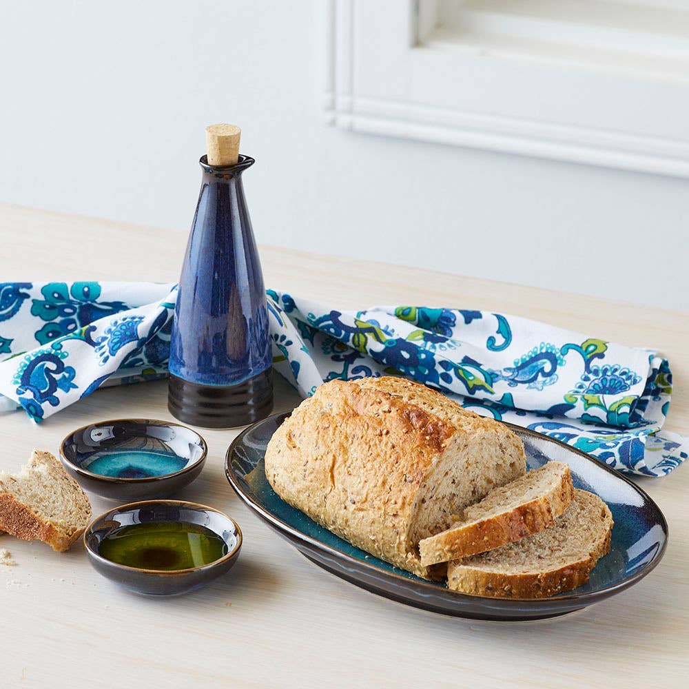 Blue Glazed Ceramic Oval Platter