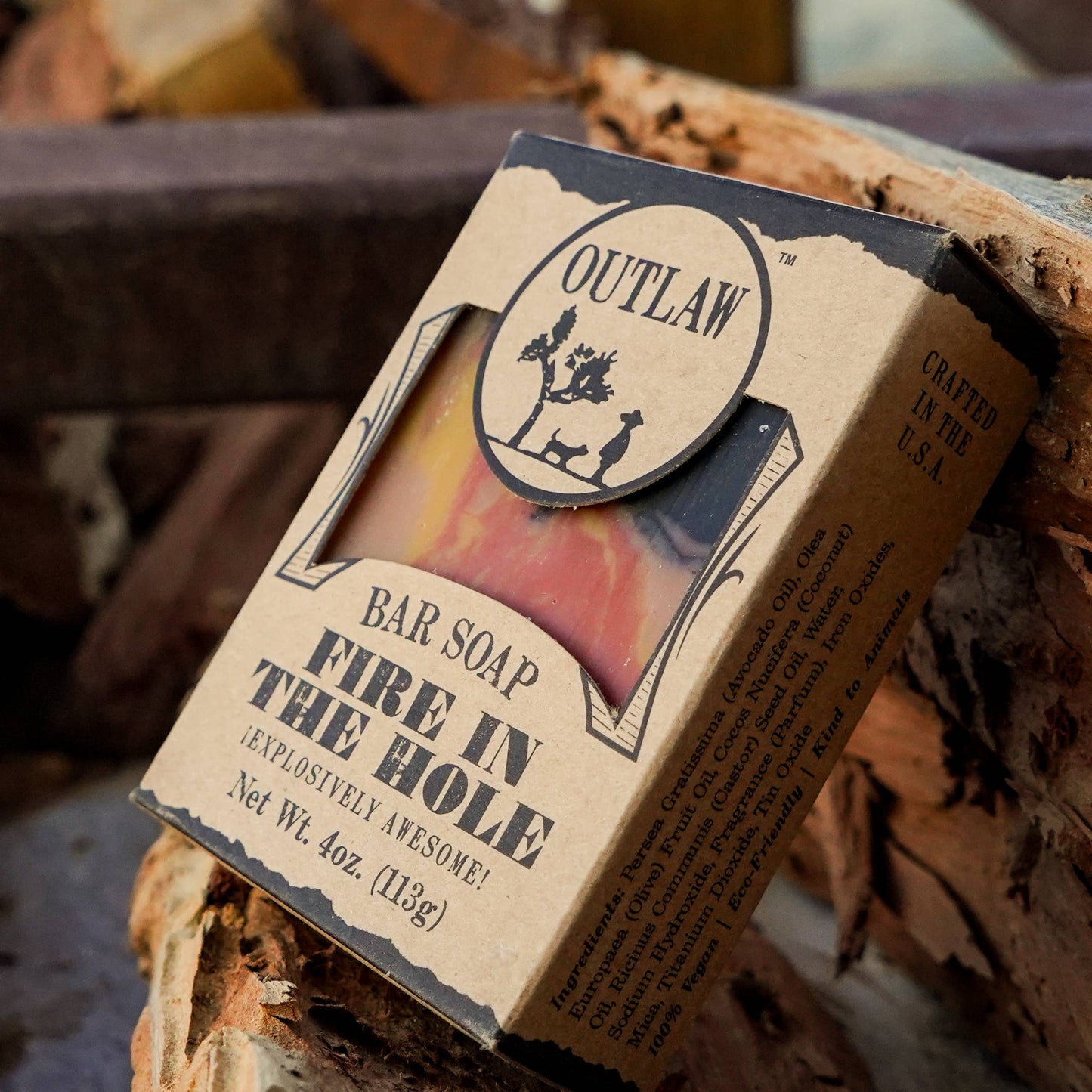 Fire in the Hole Handmade Soap: Campfire, Gunpowder, Whiskey