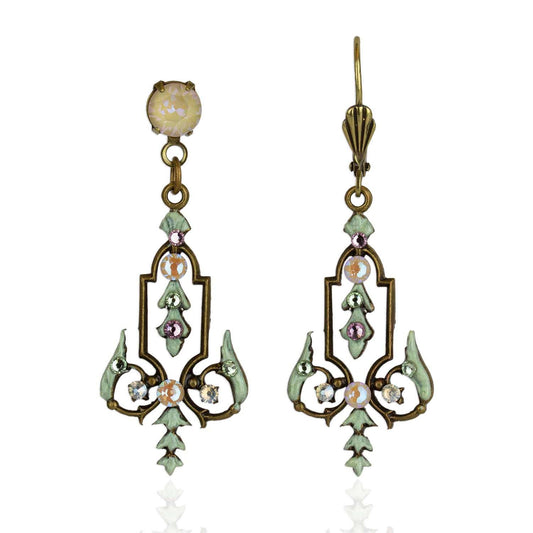 Alphonsine Crystal Art Nouveau Earrings: Leverback -Anne Koplik Designs NYC