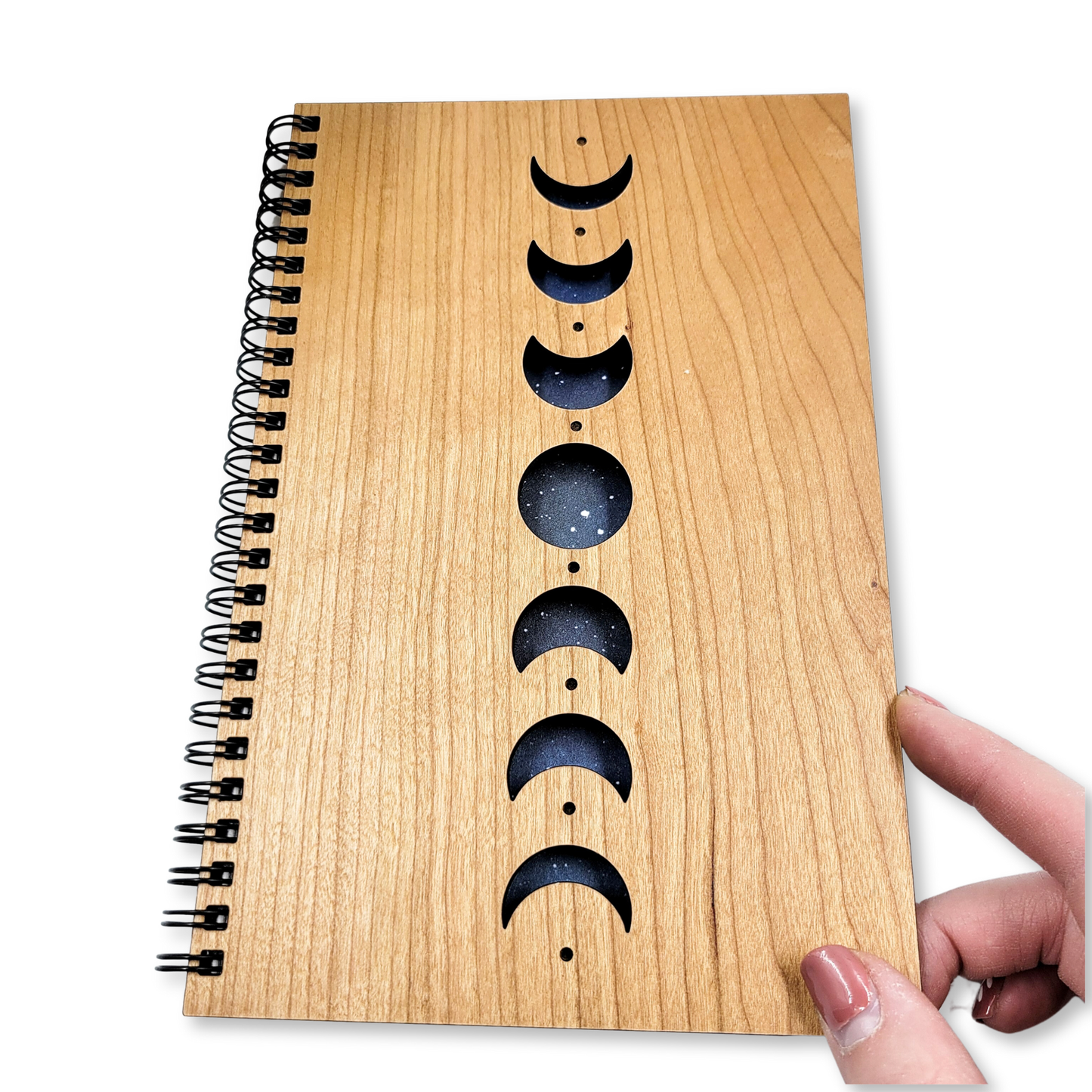 Moon phases wood journal - stationery, journals, notebook: Lined