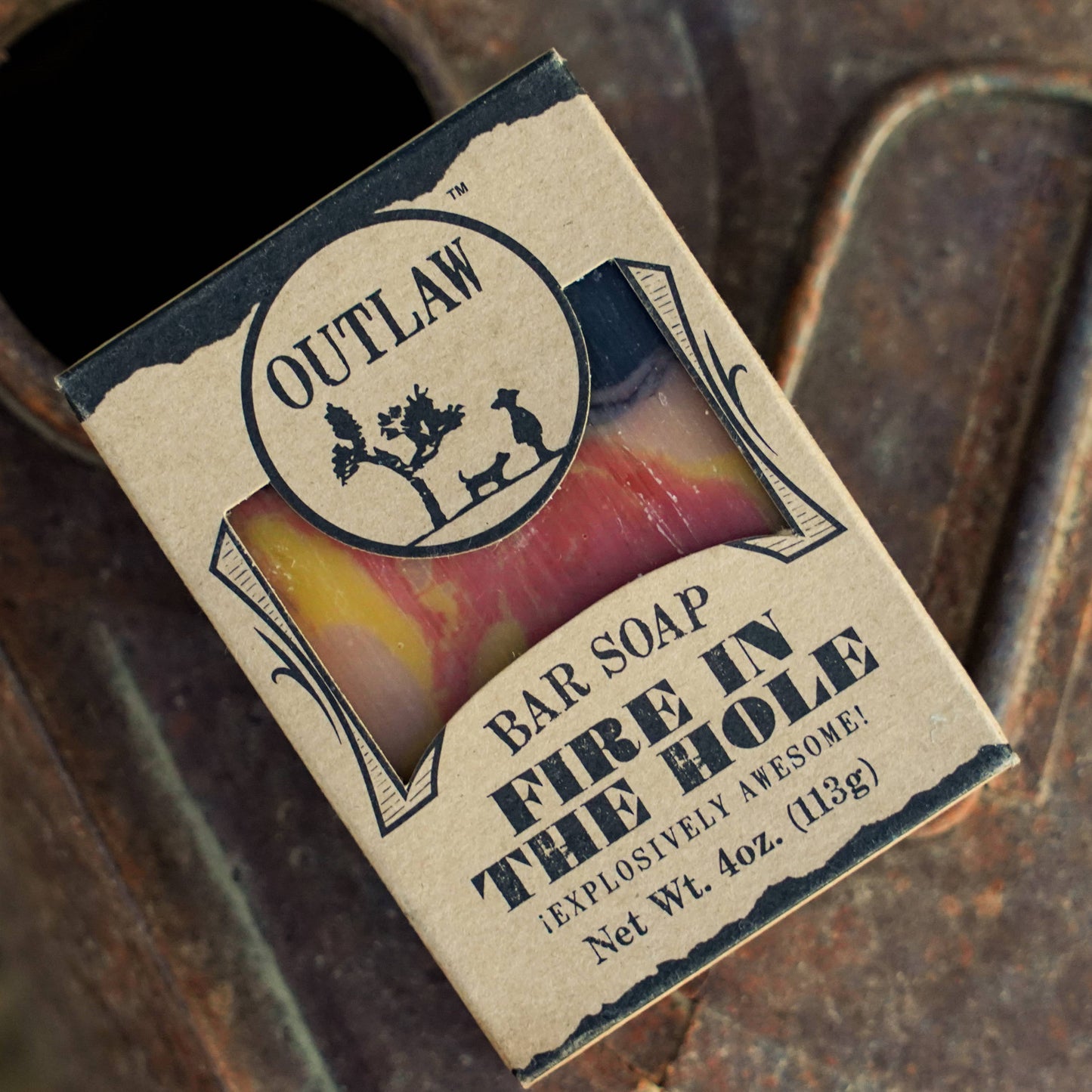 Fire in the Hole Handmade Soap: Campfire, Gunpowder, Whiskey