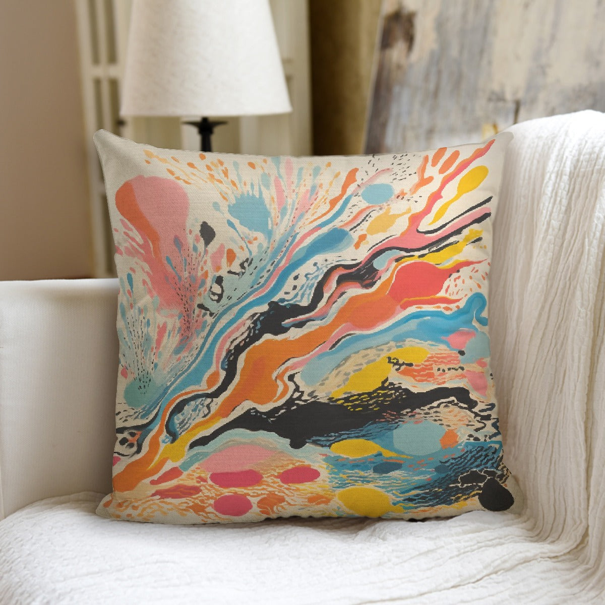 Paint Splatter Couch pillow case with pillow Inserts