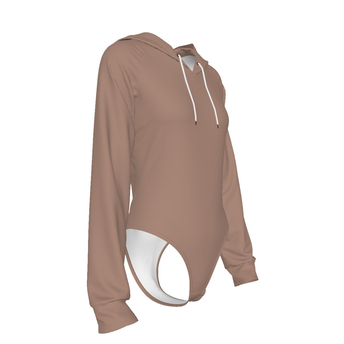 Raglan Sleeve Hooded Bodysuit - Nude