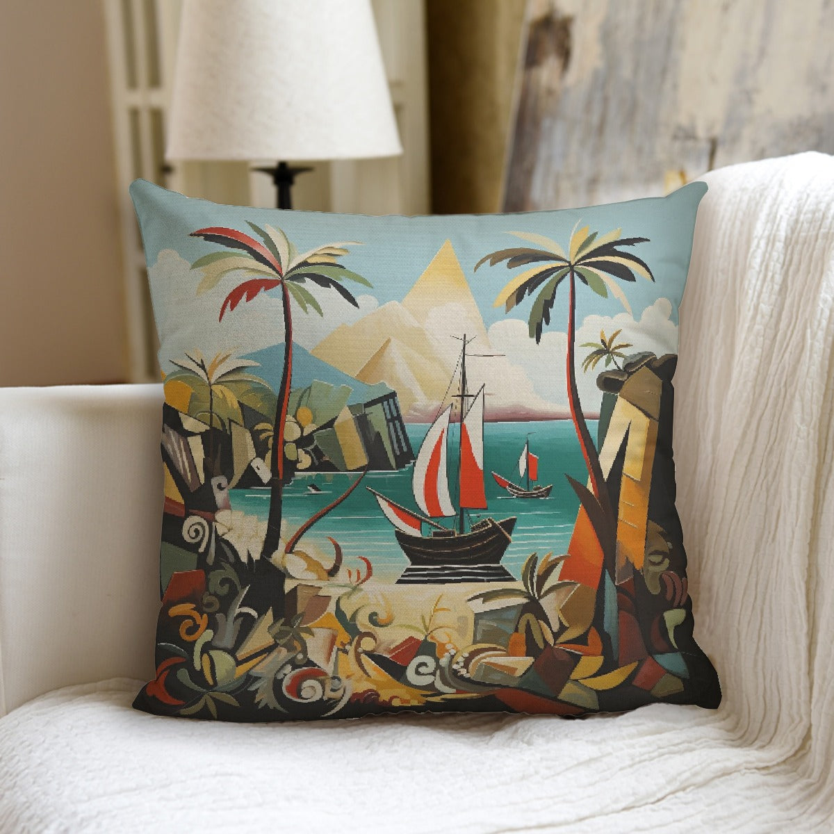 Sailboat Couch Pillow with pillow Insert