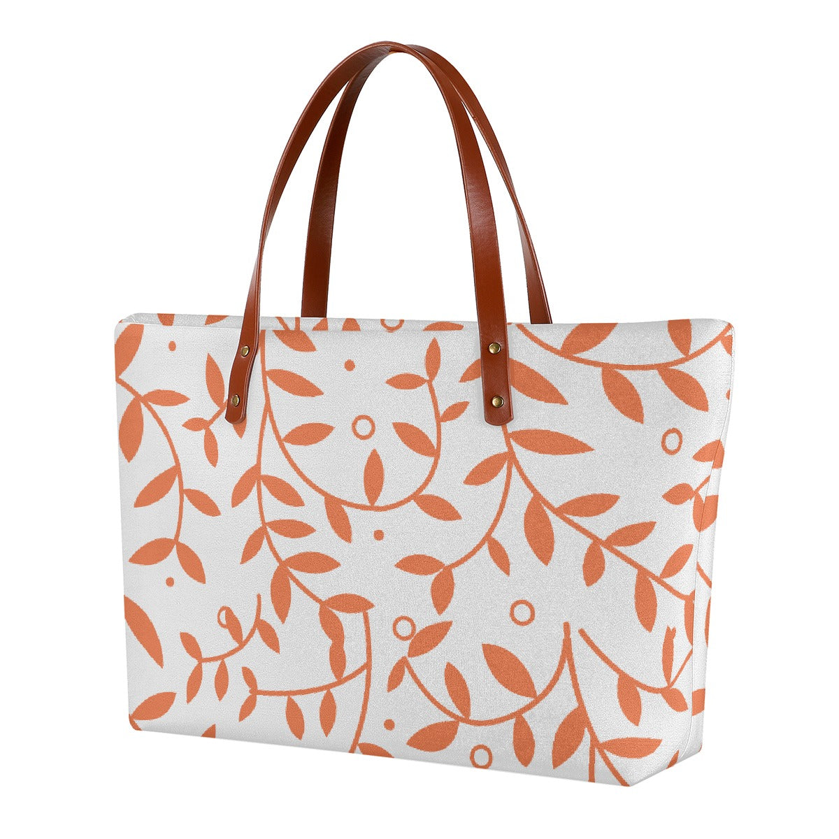 Orange Leaf Pattern Tote Bag