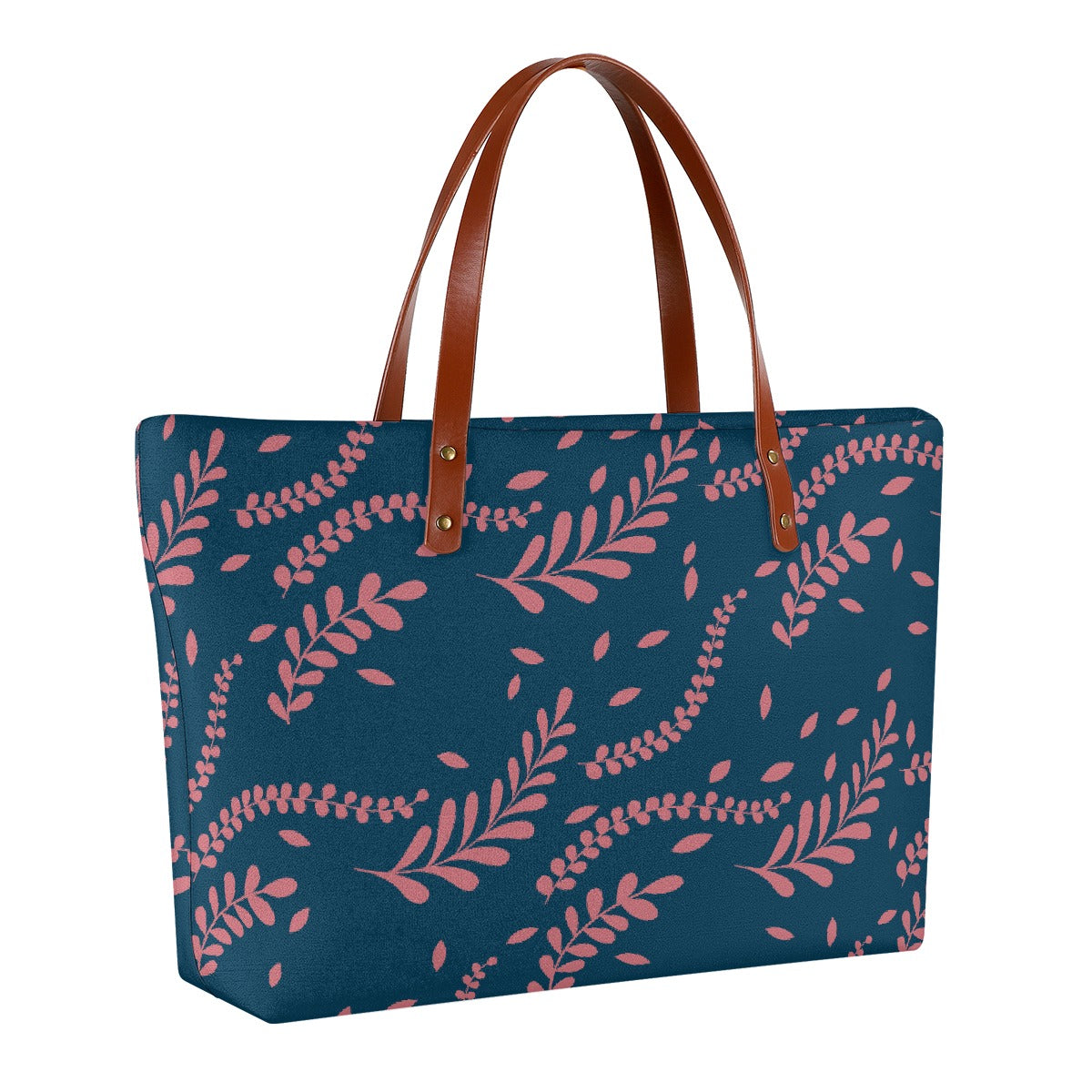 Women's Blue Leaf Pattern Tote Bag