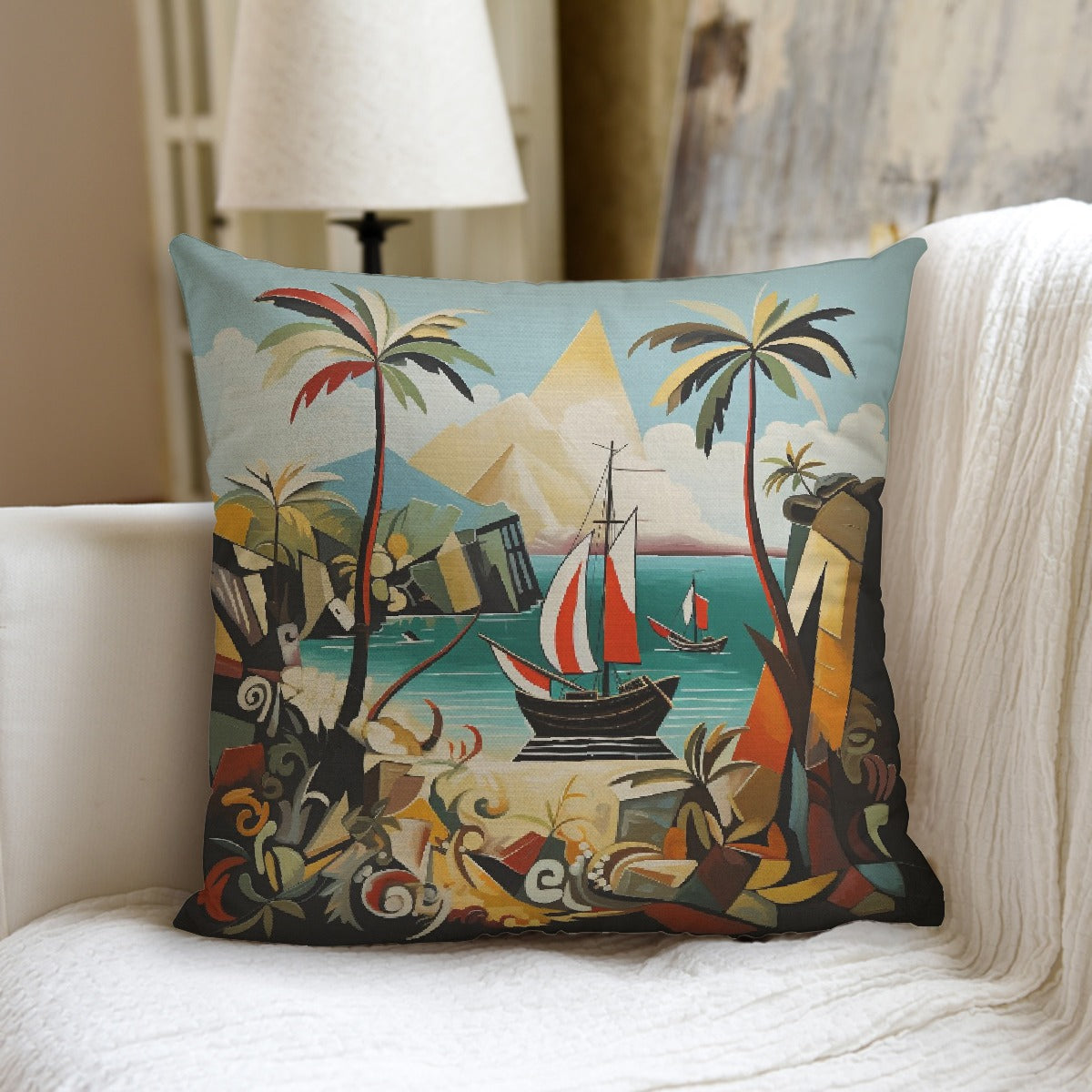 Sailboat Couch Pillow with pillow Insert