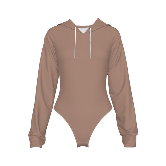 Raglan Sleeve Hooded Bodysuit - Nude