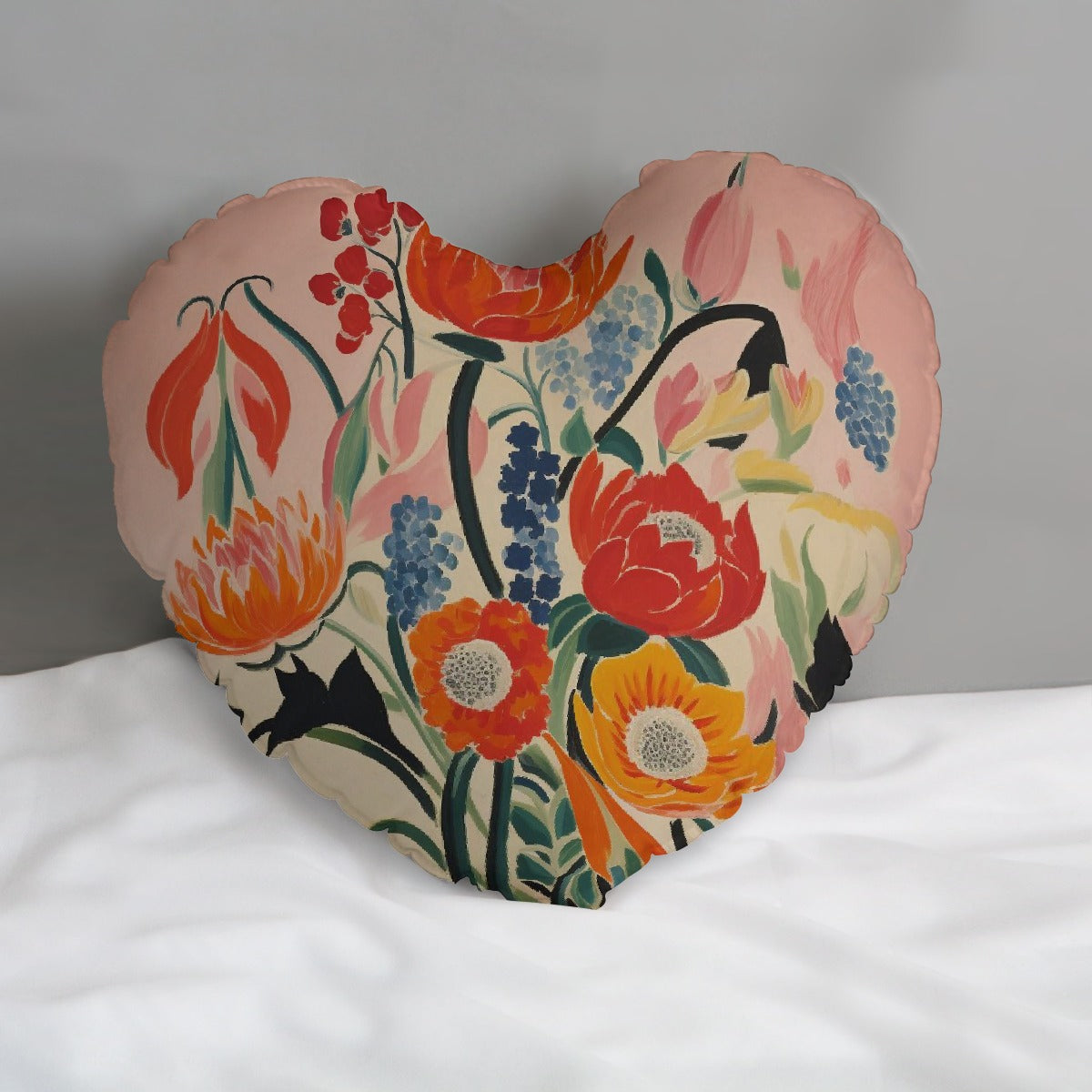 Floral Artwork Heart-shaped pillow