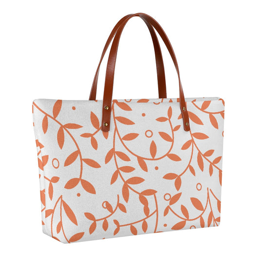 Orange Leaf Pattern Tote Bag