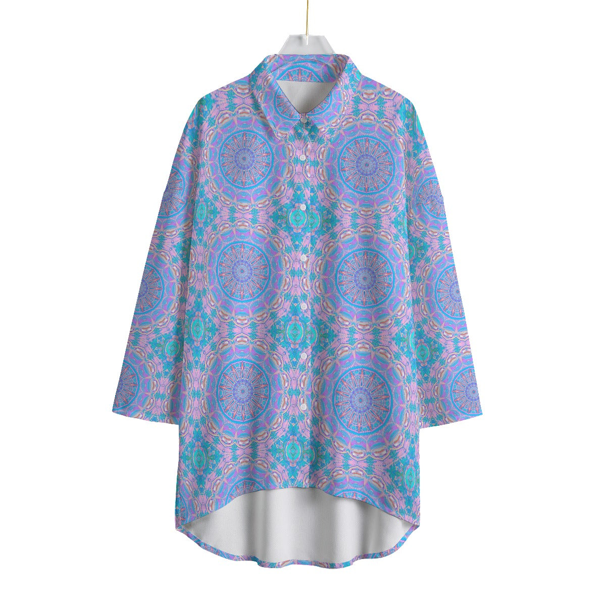 All-Over Print Women's Chiffon Shirt With Elbow Sleeve