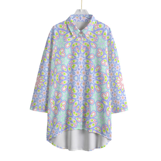 All-Over Print Women's Chiffon Shirt With Elbow Sleeve