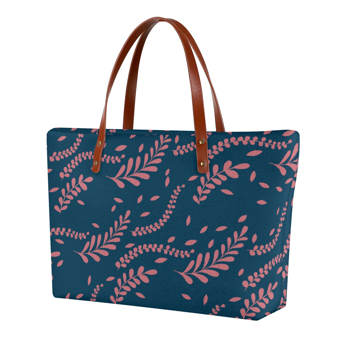 Women's Blue Leaf Pattern Tote Bag