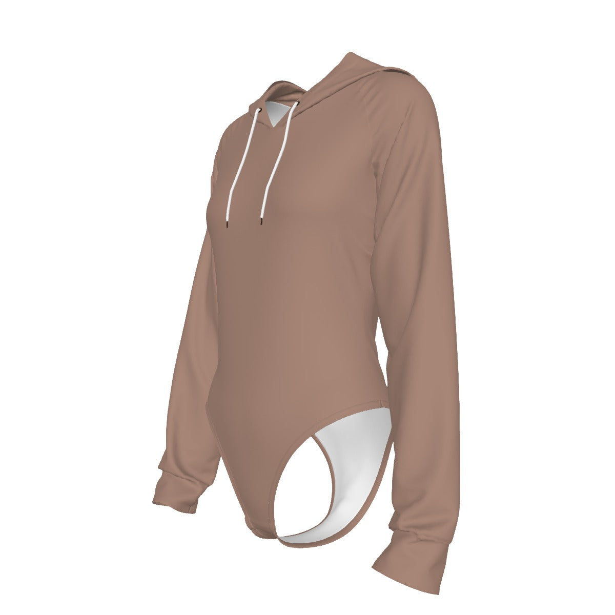 Raglan Sleeve Hooded Bodysuit - Nude