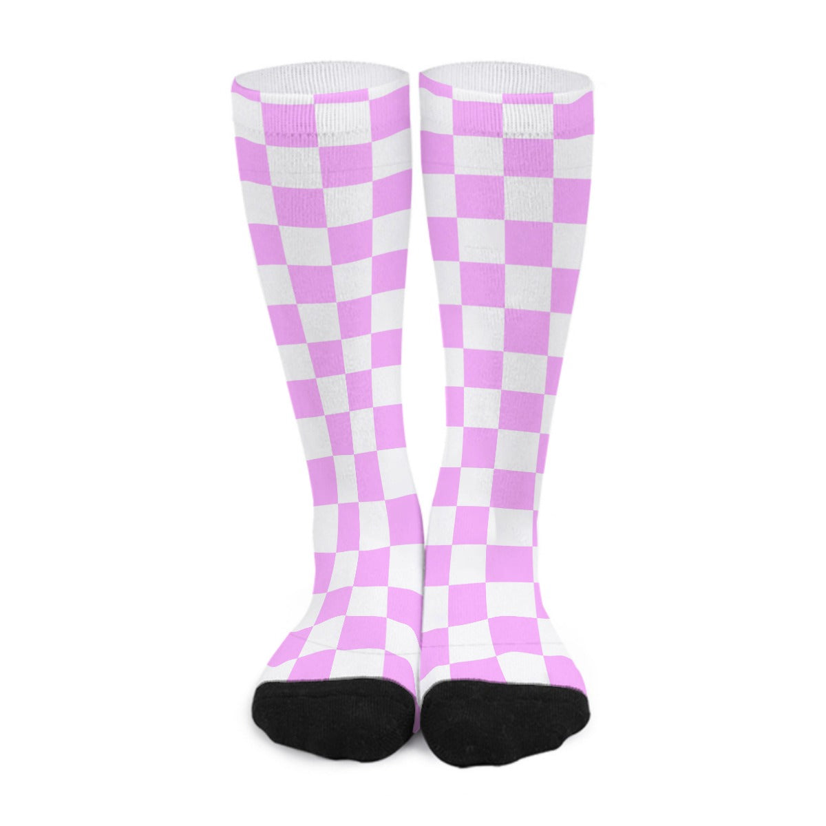 Pink Checker Unisex Long Socks