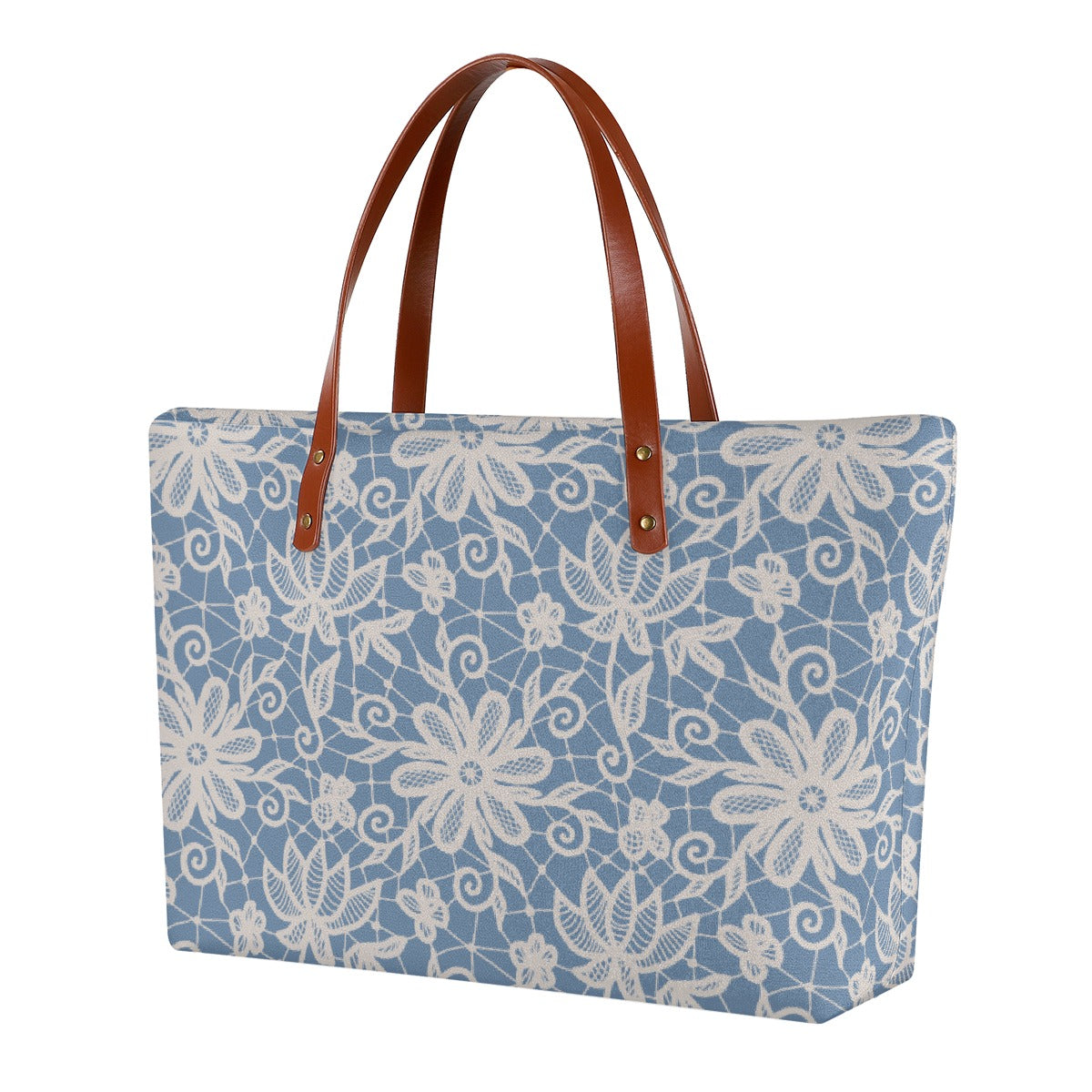 Blue Flower Lace Pattern Tote Bag