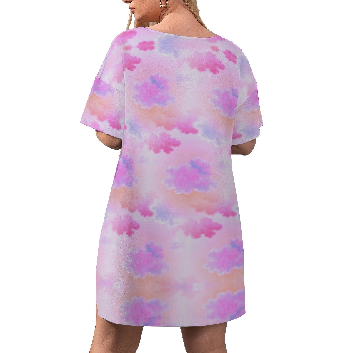 Plus Cloudy Dreams Side Split T-Shirt and Shorts Set