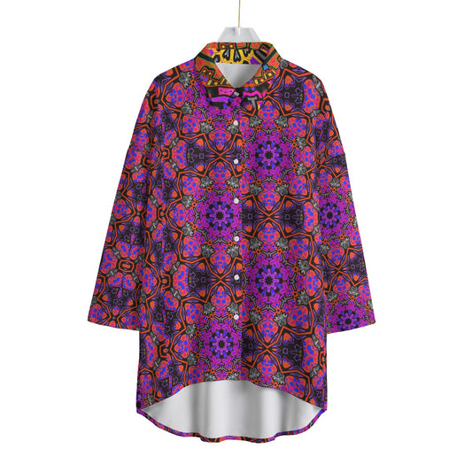 All-Over Print Women's Chiffon Shirt With Elbow Sleeve