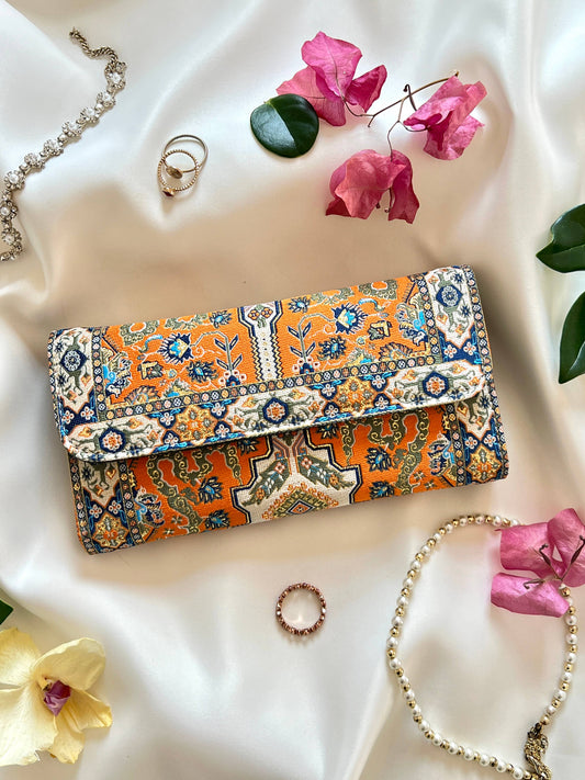 Handmade Vegan Wallet, Boho Wallet: Orange