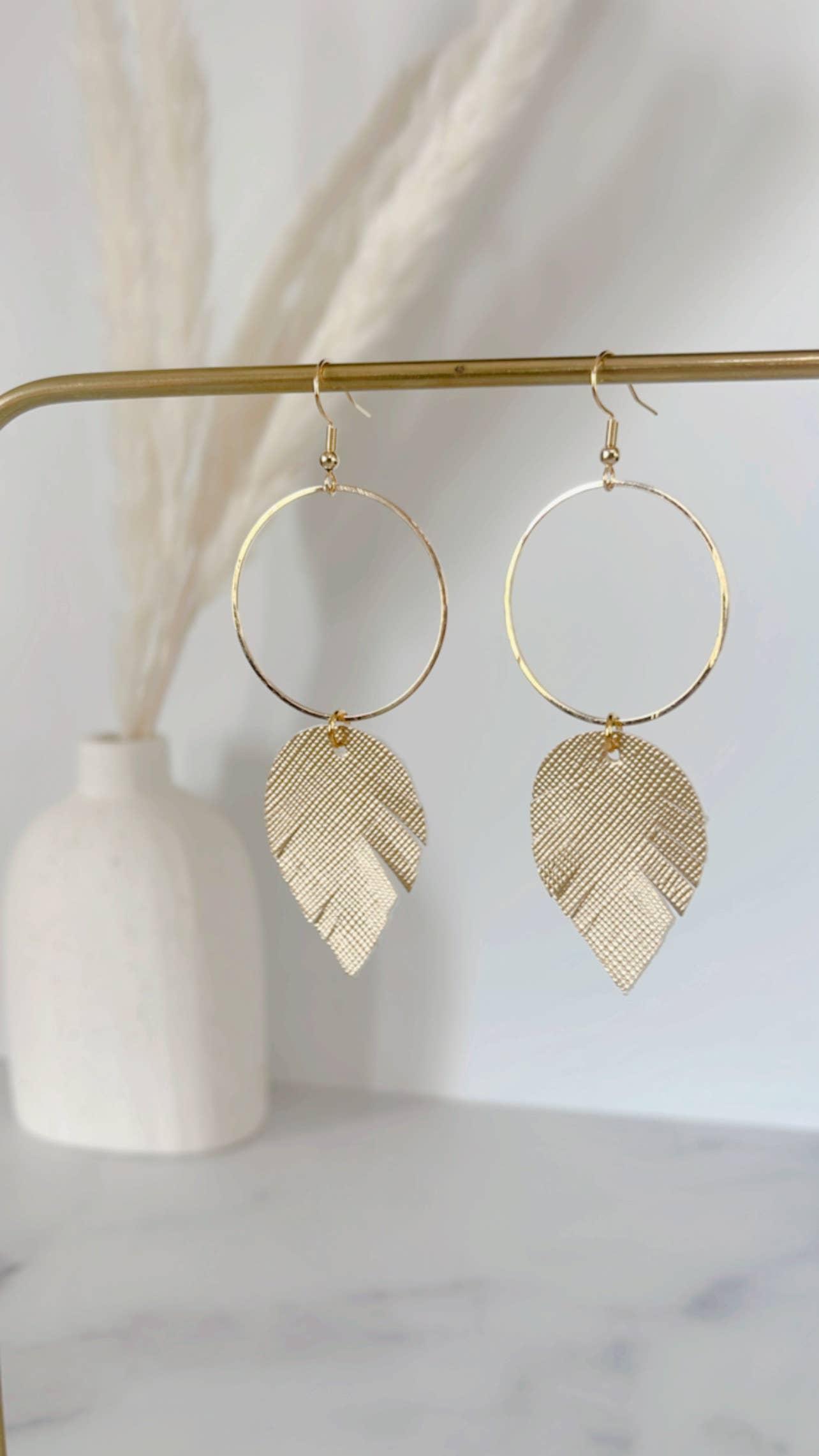 The Lyndsey leather earring {gold}