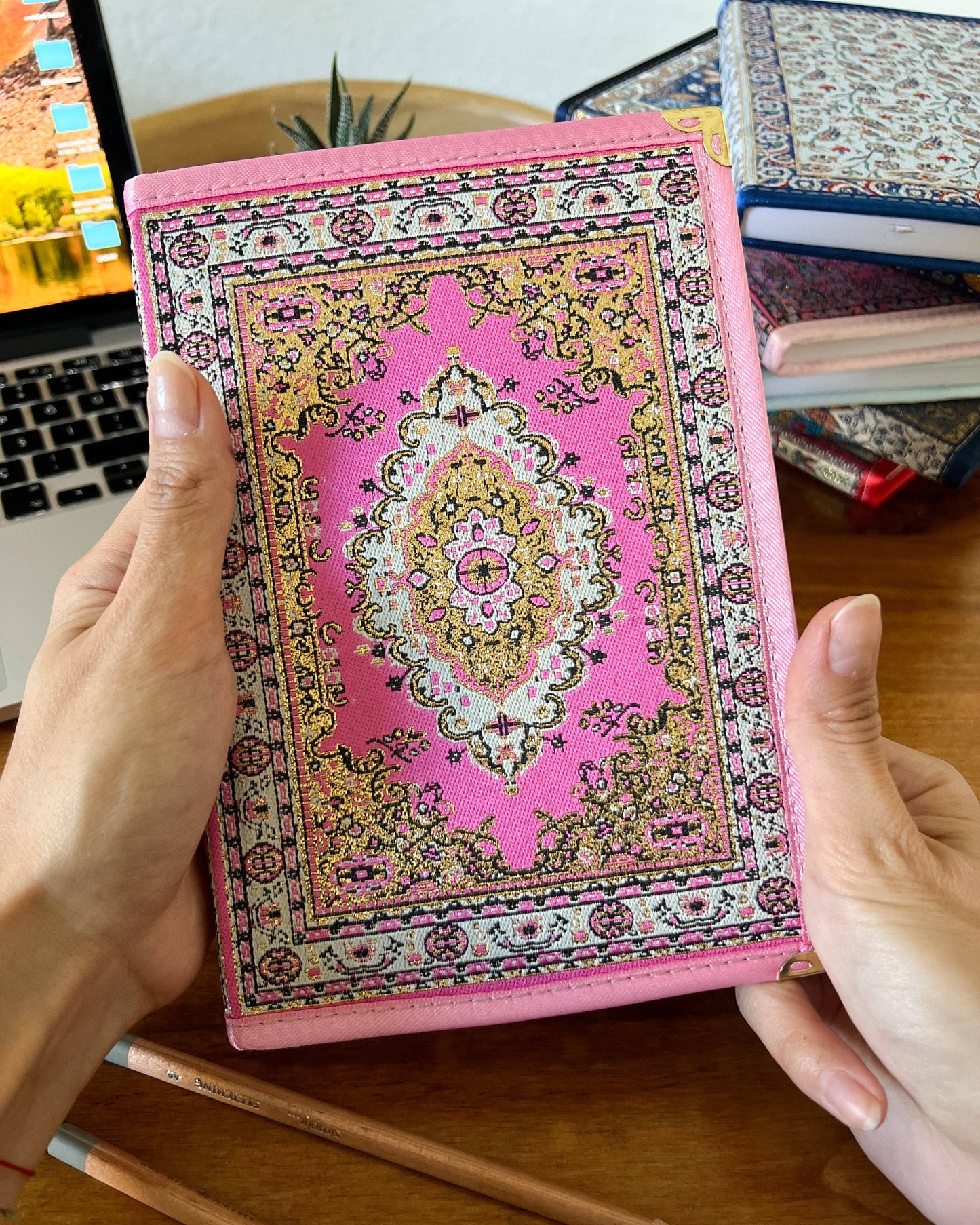 Cute Large Notebook, Handmade Journal in Pink