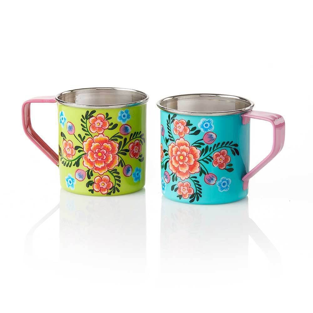 Bright Kashmiri Mugs - Set of 2